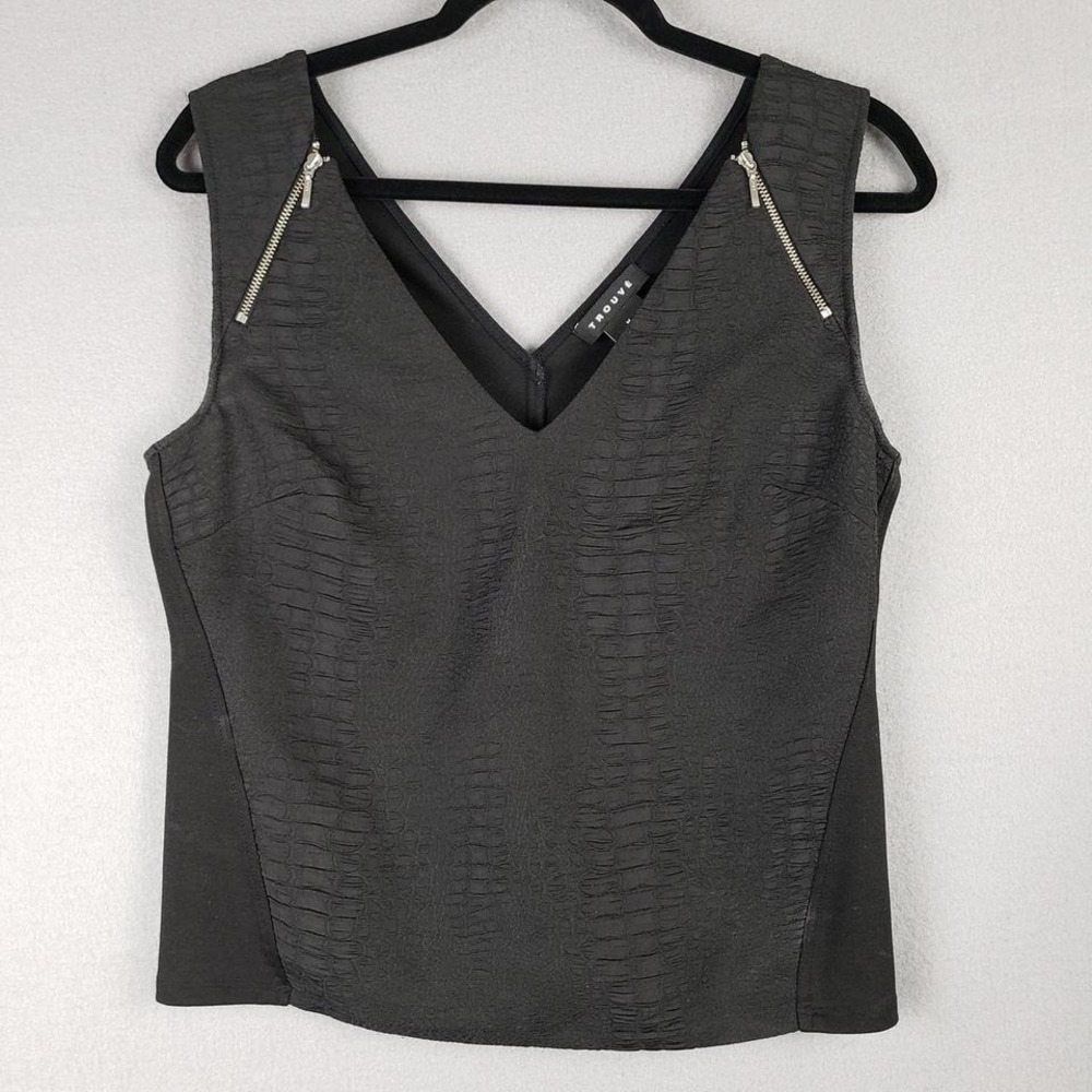 Trouve Size M Sleeveless Scale Print Tank Black Zipper Accent Edgy Alternative